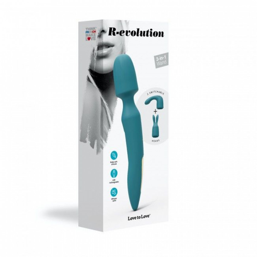 Vibrator with two nozzles Love To Love R-EVOLUTION TEAL ME, flexible head