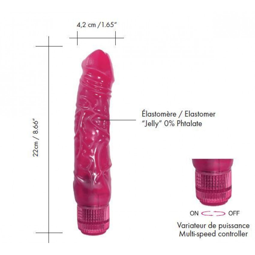 Dildo vibrator Dorcel Jelly Boy, diameter 4.2 cm TPE, smooth adjustment of vibration power