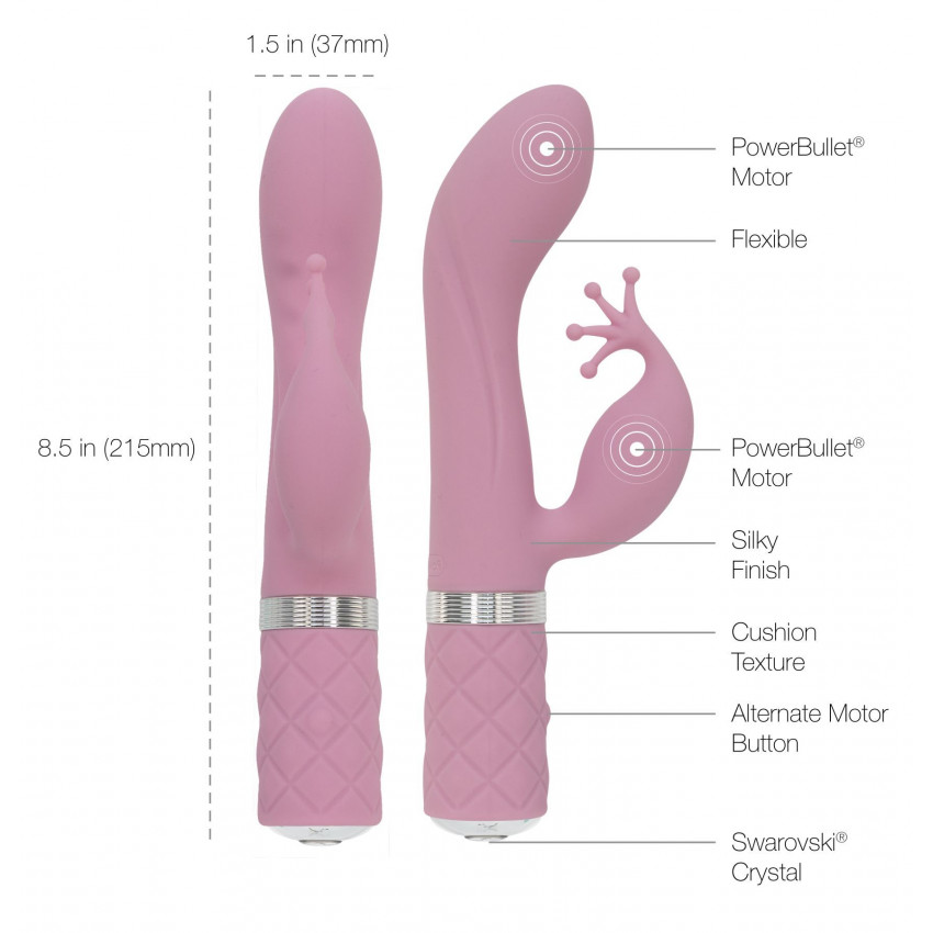 Pillow Talk luxury rabbit vibrator - Kinky Pink with Swarovski crystal, powerful