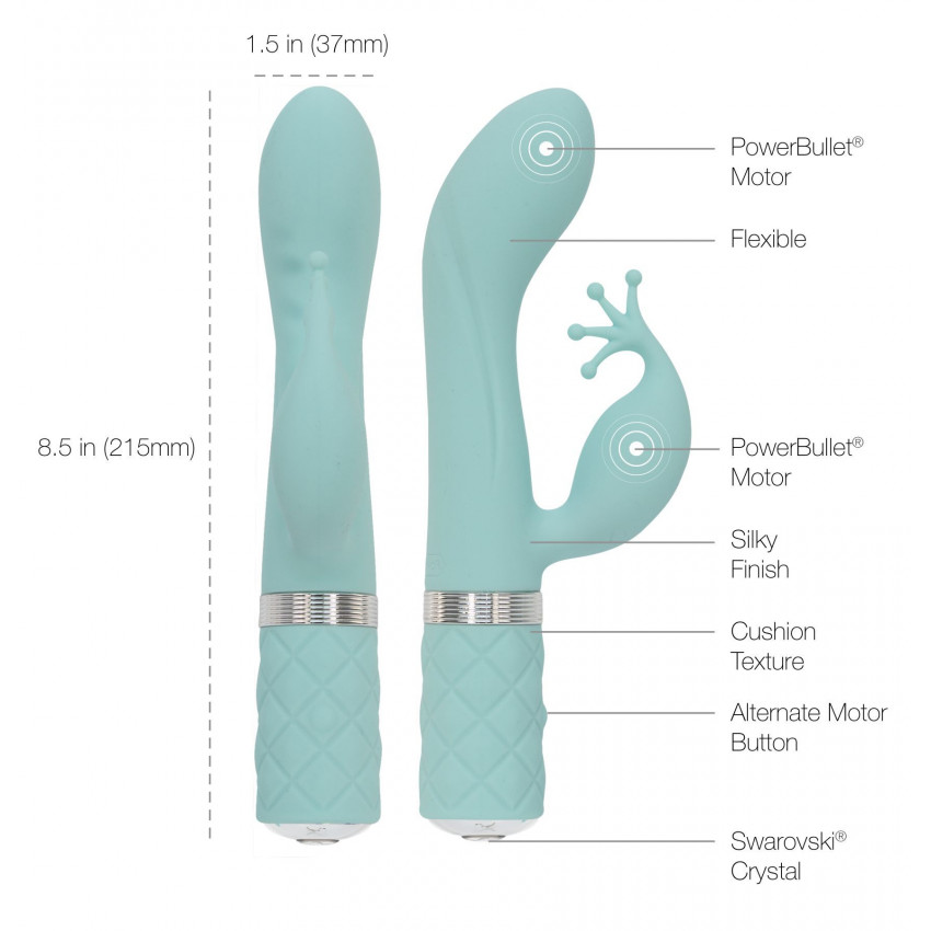 Pillow Talk luxury rabbit vibrator - Kinky Teal with Swarovski crystal, powerful
