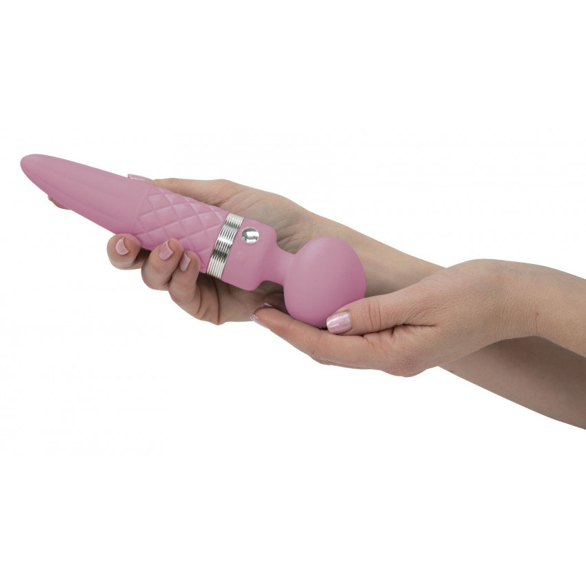 2 in 1 vibration massager PILLOW TALK - Sultry Pink, classic massager and vibrator with rotation, heating