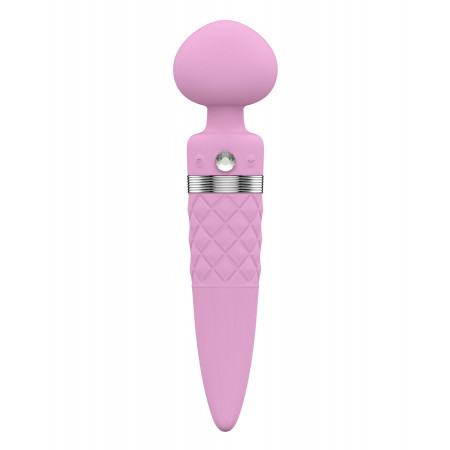2 in 1 vibration massager PILLOW TALK - Sultry Pink, classic massager and vibrator with rotation, heating