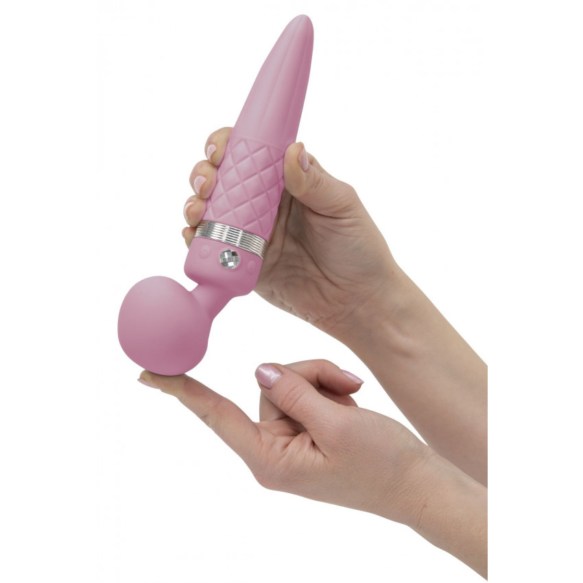 2 in 1 vibration massager PILLOW TALK - Sultry Pink, classic massager and vibrator with rotation, heating