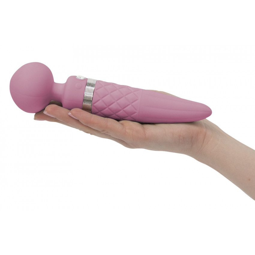 2 in 1 vibration massager PILLOW TALK - Sultry Pink, classic massager and vibrator with rotation, heating