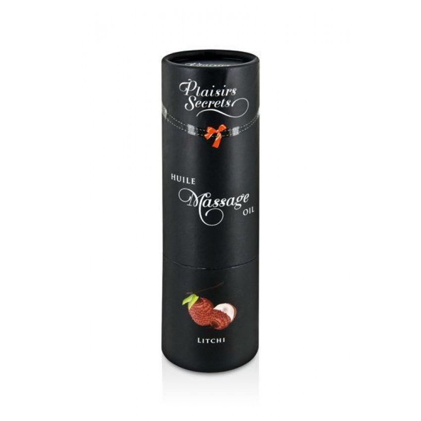 Plaisirs Secrets Litchi Massage Oil (59ml) with Aphrodisiacs, Edible, Gift Wrap