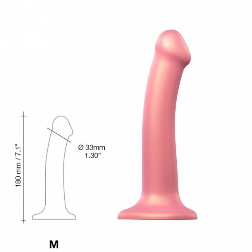 Attachment for a strap-on Strap-On-Me Mono Density Dildo Rose M, diam. 3.3 cm, single-layer silicone, flexible