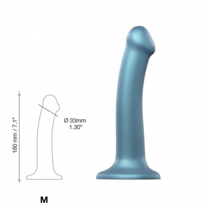 Attachment for strap-on Strap-On-Me Mono Density Dildo M Blue, diam. 3.3 cm, single-layer silicone, flexible