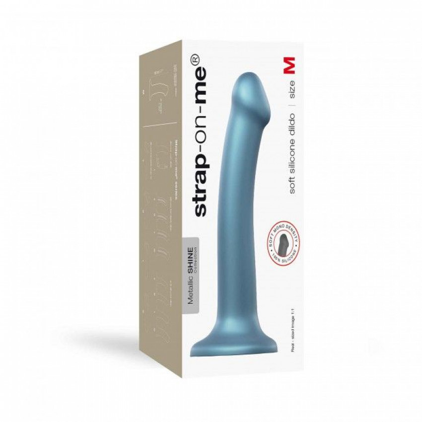 Attachment for strap-on Strap-On-Me Mono Density Dildo M Blue, diam. 3.3 cm, single-layer silicone, flexible