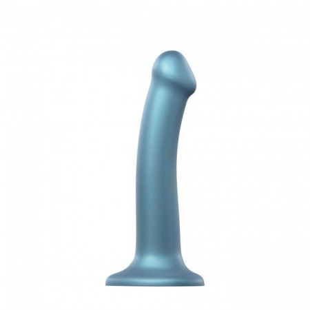 Attachment for strap-on Strap-On-Me Mono Density Dildo M Blue, diam. 3.3 cm, single-layer silicone, flexible Attachment for strap-on Strap-On-Me Mono Density Dildo M Blue, diam. 3.3 cm, single-layer silicone, flexible