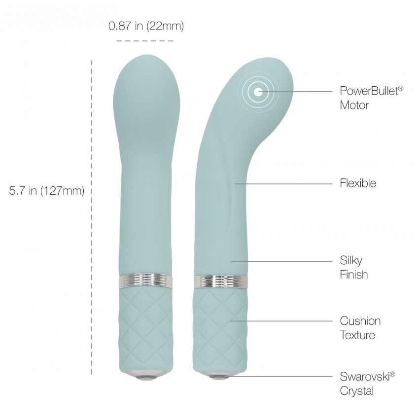 Pillow Talk Luxury G-Spot Vibrator - Racy Teal with Swarovski Crystal, Gift Box
