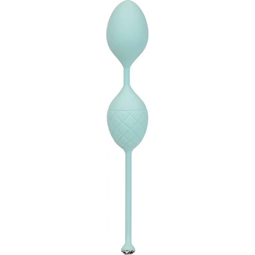 Luxurious vaginal balls PILLOW TALK - Frisky Teal with crystal, diameter 3.2 cm, weight 49-75 g