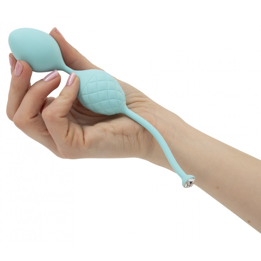 Luxurious vaginal balls PILLOW TALK - Frisky Teal with crystal, diameter 3.2 cm, weight 49-75 g