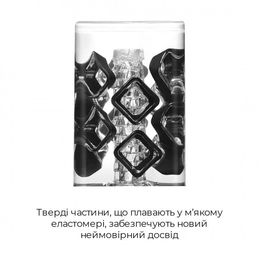 Tenga Crysta Block masturbator, unique relief, stimulating dense blocks, transparent material