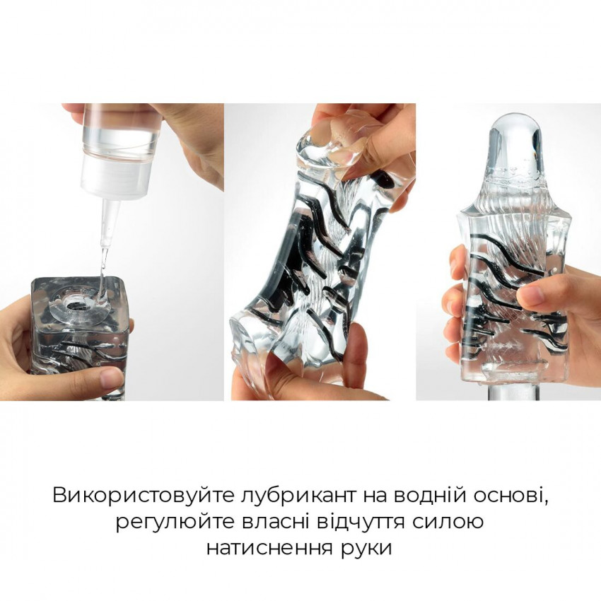Tenga Crysta Block masturbator, unique relief, stimulating dense blocks, transparent material