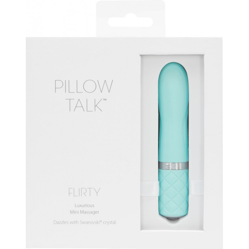 Luxurious vibrator PILLOW TALK - Flirty Teal with Swarovski crystal, flexible head