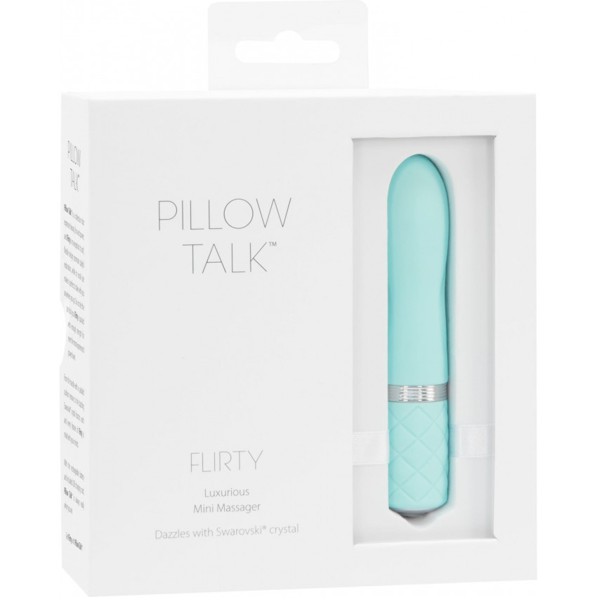 Luxurious vibrator PILLOW TALK - Flirty Teal with Swarovski crystal, flexible head