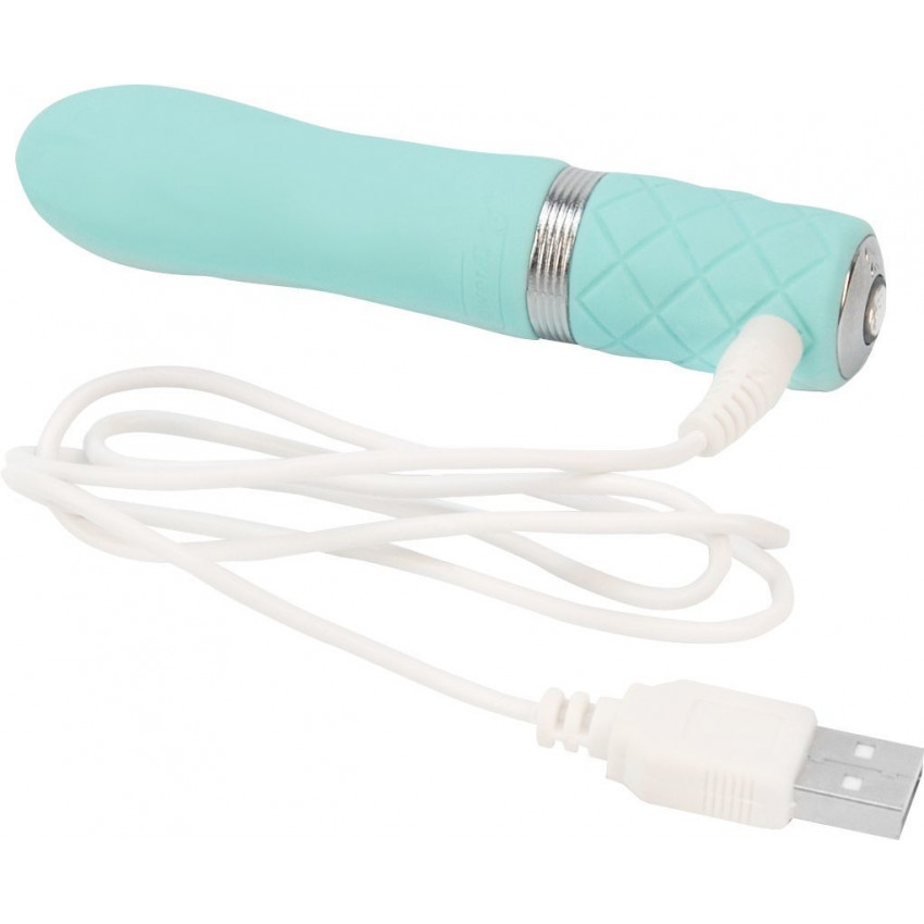 Luxurious vibrator PILLOW TALK - Flirty Teal with Swarovski crystal, flexible head
