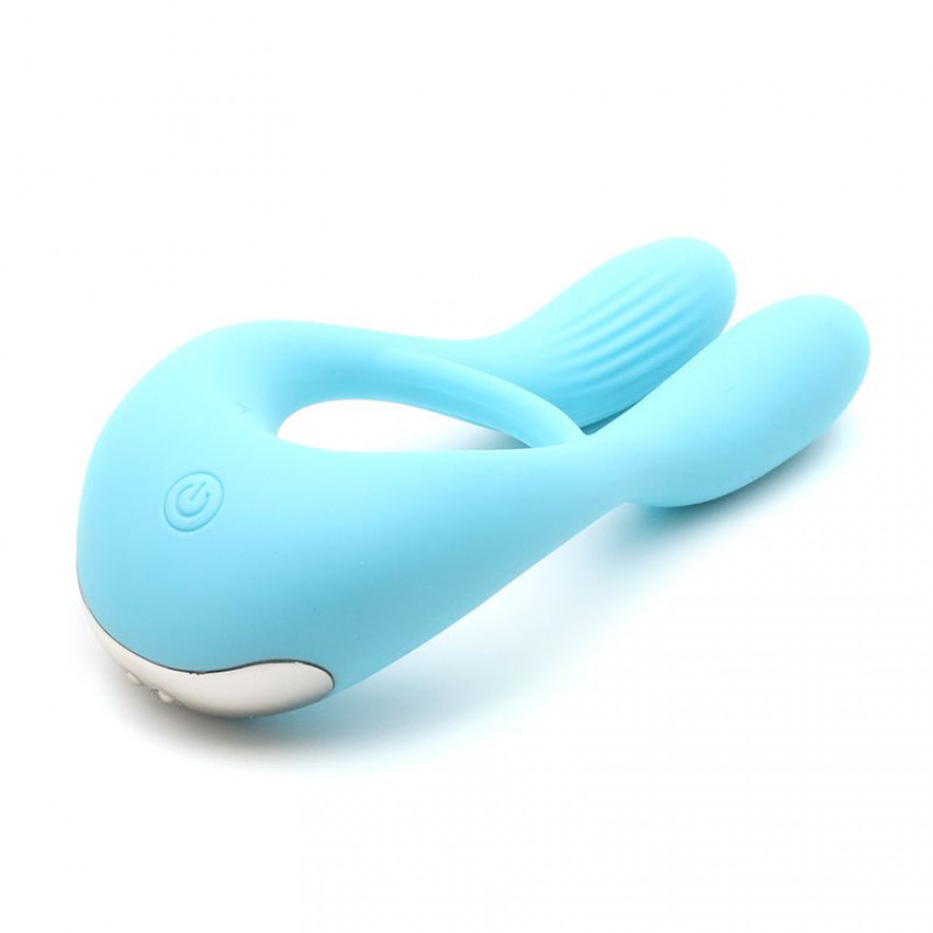 Vibrator for couples KISTOY Martin Blue, two motors, attachment to the penis, diameter 3.2 cm