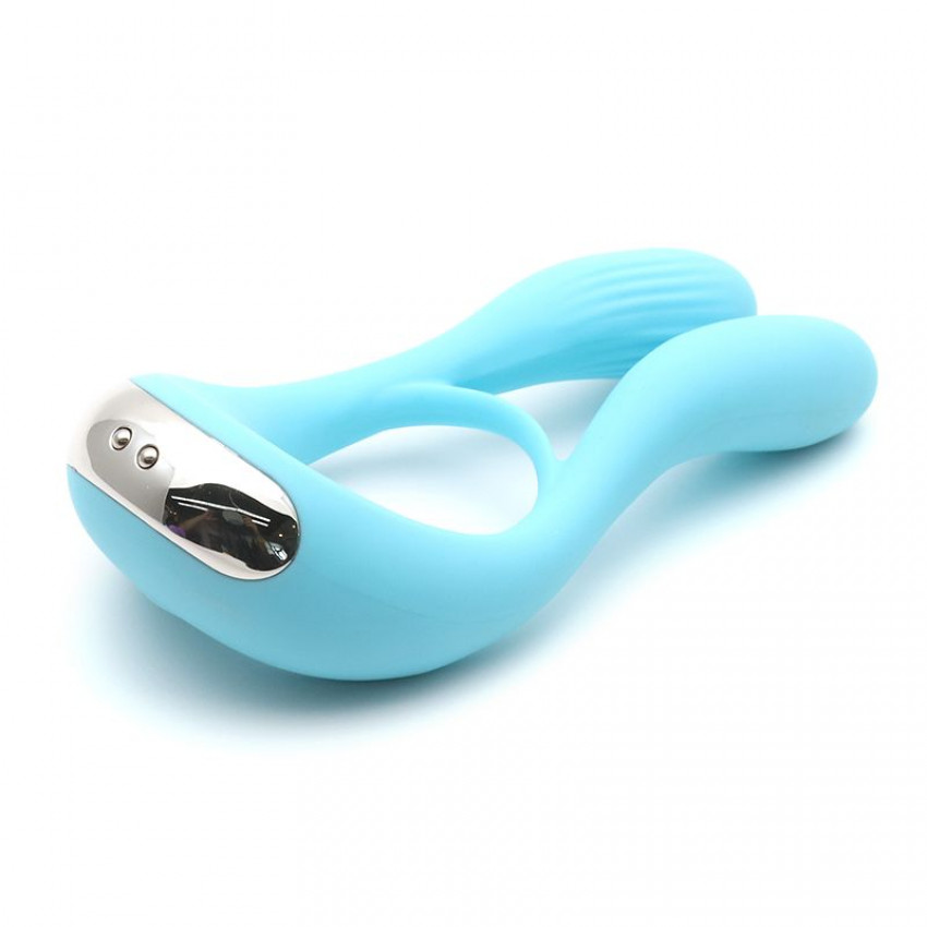 Vibrator for couples KISTOY Martin Blue, two motors, attachment to the penis, diameter 3.2 cm