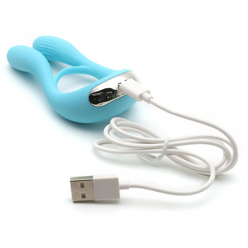 Vibrator for couples KISTOY Martin Blue, two motors, attachment to the penis, diameter 3.2 cm