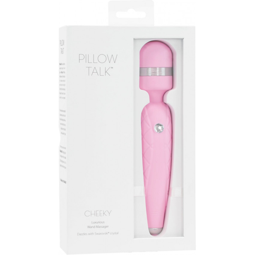Luxurious vibration massager PILLOW TALK - Cheeky Pink with Swarovski crystal, smooth power increase