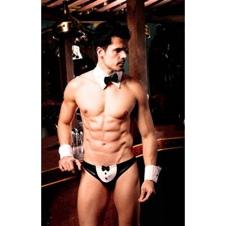 Men's erotic costume of the waiter "Helpful Mike" One Size: slips, cuffs, bow tie Men's erotic costume of the waiter "Helpful Mike" One Size: slips, cuffs, bow tie