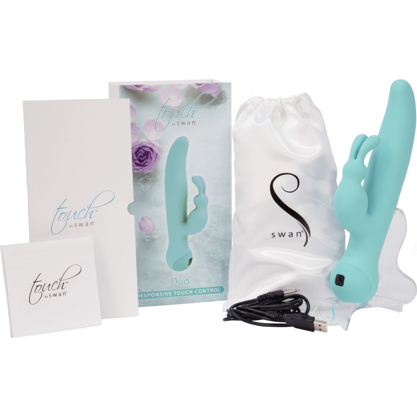 Rabbit vibrator with touch control and rotation Touch by SWAN - Duo Teal, deep vibration