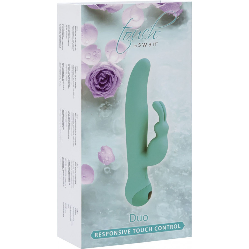 Rabbit vibrator with touch control and rotation Touch by SWAN - Duo Teal, deep vibration