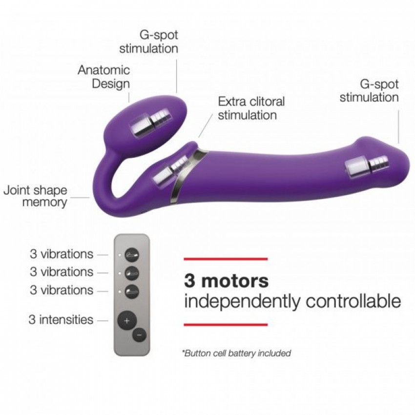 Strap-On-Me Vibrating Violet L, diam. 3.7 cm, remote control, adjustable